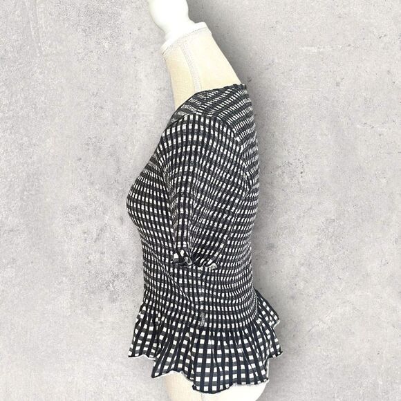 Scotch and Soda | EUC Women’s Smocked tee with peplum hem in  Black check Size M - Picture 3 of 6